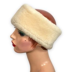Wide Sherpa Plush Headband Warmth & Style Leather Backing Headwear Hat 24"x4"